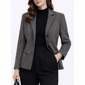 (VTG) KASPER • Herringbone Structured Blazer, 10P